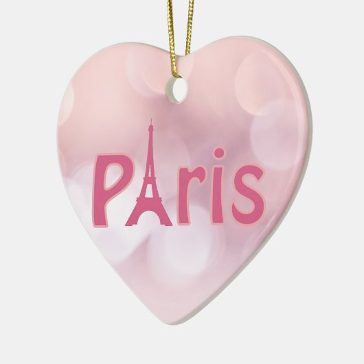 Parijs Frankrijk Eiffel Tower Pink Heart Kerstmis Keramisch Ornament (Links)
