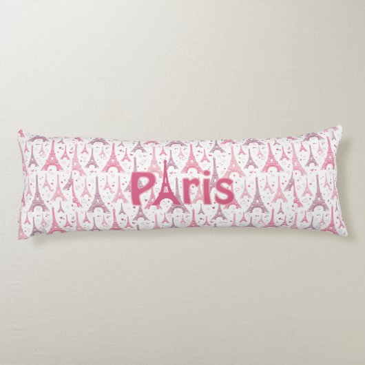 Parijs Frankrijk Eiffel Tower Pink Paars Europe Lichaamskussen (Achterkant)