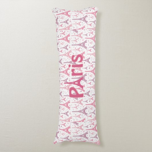 Parijs Frankrijk Eiffel Tower Pink Paars Europe Lichaamskussen (Voorkant Verticaal)
