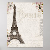 Parijs Frankrijk Eiffel Tower Roses Chic Glamour Poster (Voorkant)