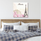 Parijs Frankrijk Eiffel Tower roze bloemen Canvas Afdruk (Insitu (Slaapkamer))