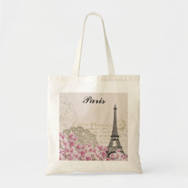 Parijs Frankrijk Eiffel Tower roze bloemen Tote Bag