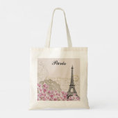 Parijs Frankrijk Eiffel Tower roze bloemen Tote Bag (Achterkant)