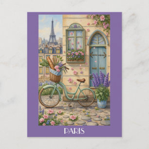 Parijs Frankrijk Eiffeltoren Antieke Fiets Bloemen Briefkaart
