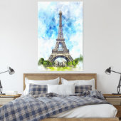 Parijs Frankrijk Eiffeltoren Aquarel Canvas Afdruk (Insitu (Slaapkamer))