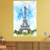 Parijs Frankrijk Eiffeltoren Aquarel Canvas Afdruk (Insitu (Woonkamer))