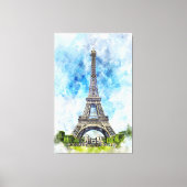 Parijs Frankrijk Eiffeltoren Aquarel Canvas Afdruk (Voorkant)