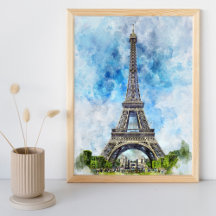 Parijs Frankrijk Eiffeltoren Aquarel