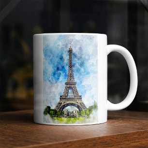 Parijs Frankrijk Eiffeltoren Aquarel Koffiemok