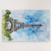 Parijs Frankrijk Eiffeltoren Aquarel Legpuzzel (Horizontaal)