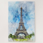 Parijs Frankrijk Eiffeltoren Aquarel Legpuzzel (Verticaal)