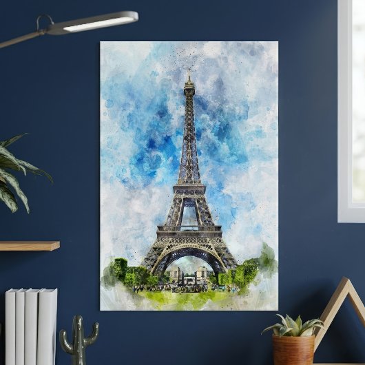 Parijs Frankrijk Eiffeltoren Aquarel Poster
