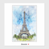 Parijs Frankrijk Eiffeltoren Aquarel Sticker (Vel)