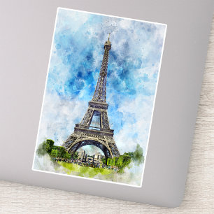 Parijs Frankrijk Eiffeltoren Aquarel Sticker
