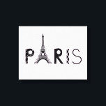 Parijs, Frankrijk | Eiffeltoren Canvas Afdruk<br><div class="desc">De tekst van Parijs met Eiffeltoren op witte achtergrond. | © en ® Bigstock® - Alle rechten voorbehouden.</div>