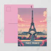 Parijs Frankrijk Eiffeltoren_ City Skyline Briefkaart (Voorkant / Achterkant)