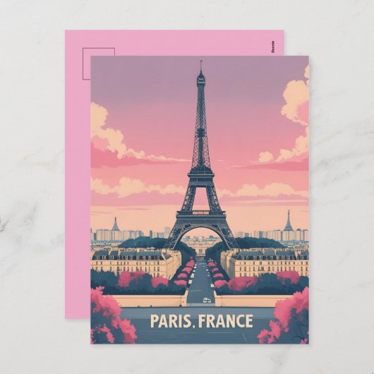 Parijs Frankrijk Eiffeltoren_ City Skyline Feestdagenkaart (Voorkant / Achterkant)