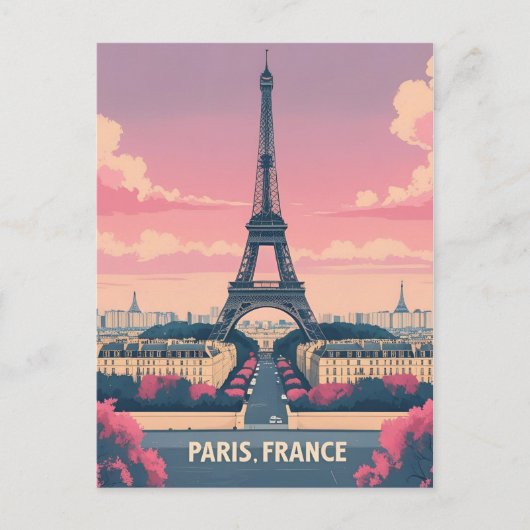 Parijs Frankrijk Eiffeltoren_ City Skyline Feestdagenkaart (Voorkant)