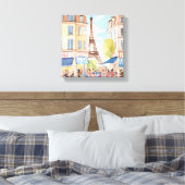 Parijs Frankrijk Eiffeltoren | Europese waterverf Canvas Afdruk (Insitu (Slaapkamer))