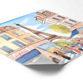 Parijs Frankrijk Eiffeltoren | Europese waterverf Poster (Hoek)