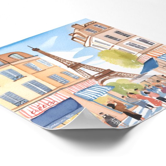 Parijs Frankrijk Eiffeltoren | Europese waterverf Poster (Hoek)