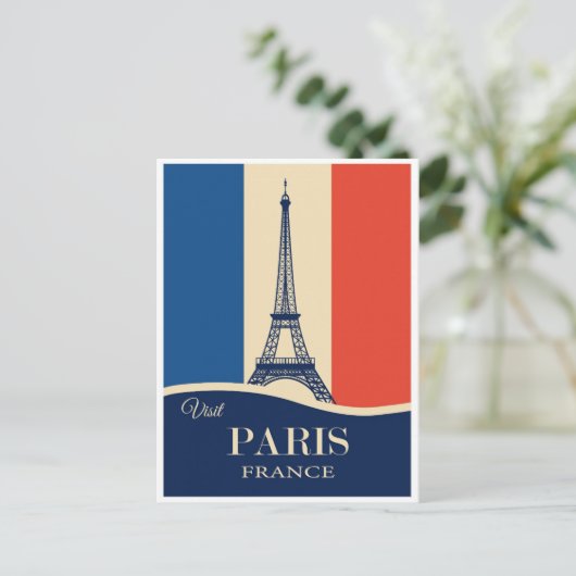  Parijs Frankrijk Eiffeltoren Franse vlag Briefkaart (Staand voorkant)