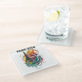 Parijs Frankrijk Eiffeltoren Gift Glazen Onderzetter (Schuin)