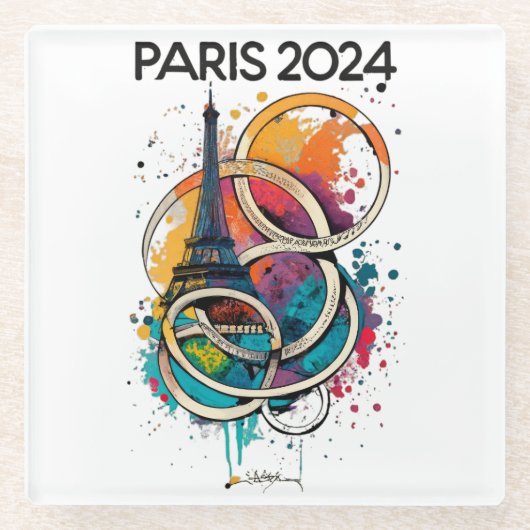 Parijs Frankrijk Eiffeltoren Gift Glazen Onderzetter (Voorkant)