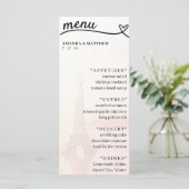 Parijs Frankrijk Eiffeltoren Hart Huwelijksrecepti Menu (Staand voorkant)