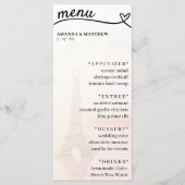 Parijs Frankrijk Eiffeltoren Hart Huwelijksrecepti Menu (Voorkant)