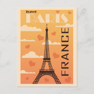 Parijs Frankrijk Eiffeltoren Hearts Vintage Travel Briefkaart