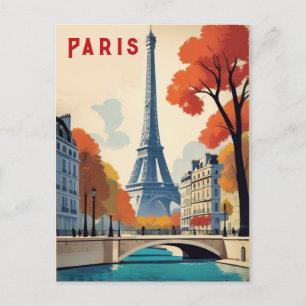 Parijs Frankrijk Eiffeltoren Herfst Retro Reizen Briefkaart