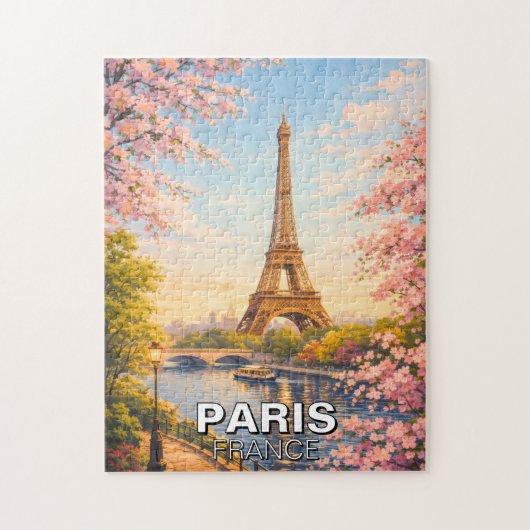 Parijs Frankrijk Eiffeltoren Kersenbloesem Puzzel (Verticaal)
