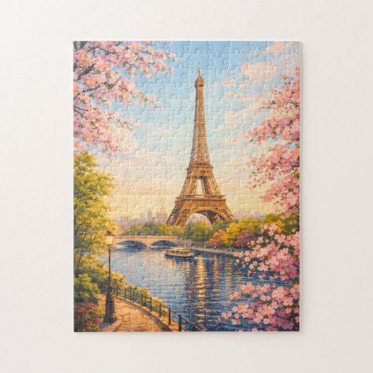 Parijs Frankrijk Eiffeltoren Kersenbloesem Puzzel (Verticaal)