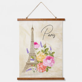 Parijs Frankrijk Eiffeltoren met bloemen Hangend Wandkleed