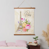 Parijs Frankrijk Eiffeltoren met bloemen Hangend Wandkleed (Slaapkamer)