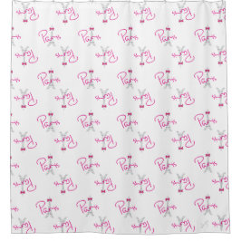 Parijs, Frankrijk, Eiffeltoren met roze boog, mode Douchegordijn