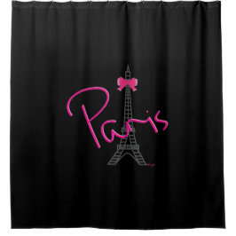 Parijs, Frankrijk, Eiffeltoren met roze boog, mode Douchegordijn