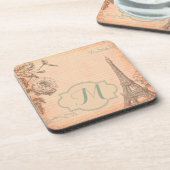 Parijs Frankrijk Eiffeltoren Monogram Drink Onderz Bier Onderzetter (Linkerzijde)