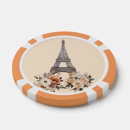 Parijs Frankrijk Eiffeltoren Mooie Bloemen Poker Chips (Enkel)