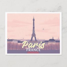 Parijs Frankrijk Eiffeltoren Pastel Travel Design Briefkaart
