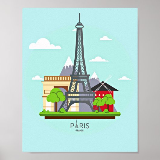 Parijs Frankrijk, Eiffeltoren Poster (Voorkant)