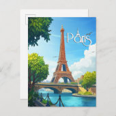 Parijs Frankrijk - Eiffeltoren Reizen Briefkaart (Voorkant / Achterkant)
