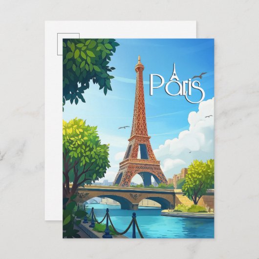 Parijs Frankrijk - Eiffeltoren Reizen Briefkaart (Voorkant / Achterkant)