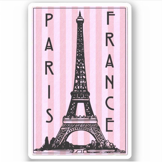 Parijs Frankrijk Eiffeltoren Retro Frans Reizen Sticker (Voorkant)