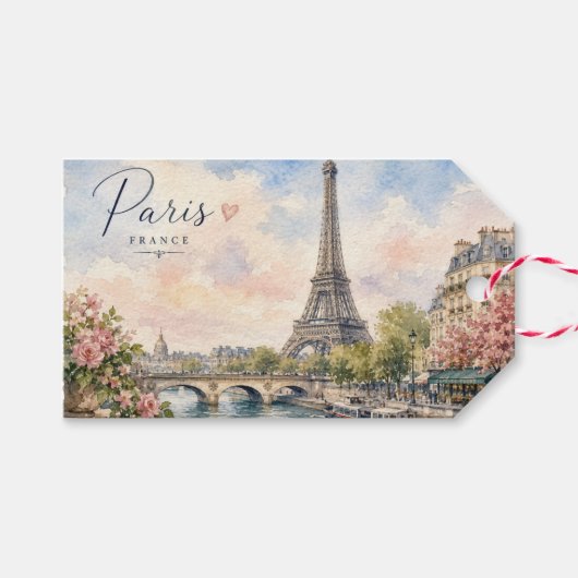 Parijs Frankrijk Eiffeltoren rivier Seine Cadeaulabel (Voorkant (Horizontaal))