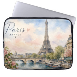 Parijs Frankrijk Eiffeltoren rivier Seine Laptop Sleeve