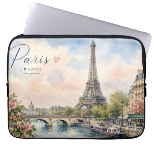 Parijs Frankrijk Eiffeltoren rivier Seine Laptop Sleeve