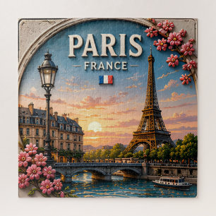 🗼 Parijs Frankrijk Eiffeltoren Rivier Stadsgezich Legpuzzel