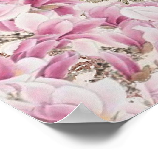 Parijs Frankrijk Eiffeltoren  roze bloemen mos Poster (Hoek)